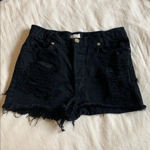 brandy melville black distressed denim shorts